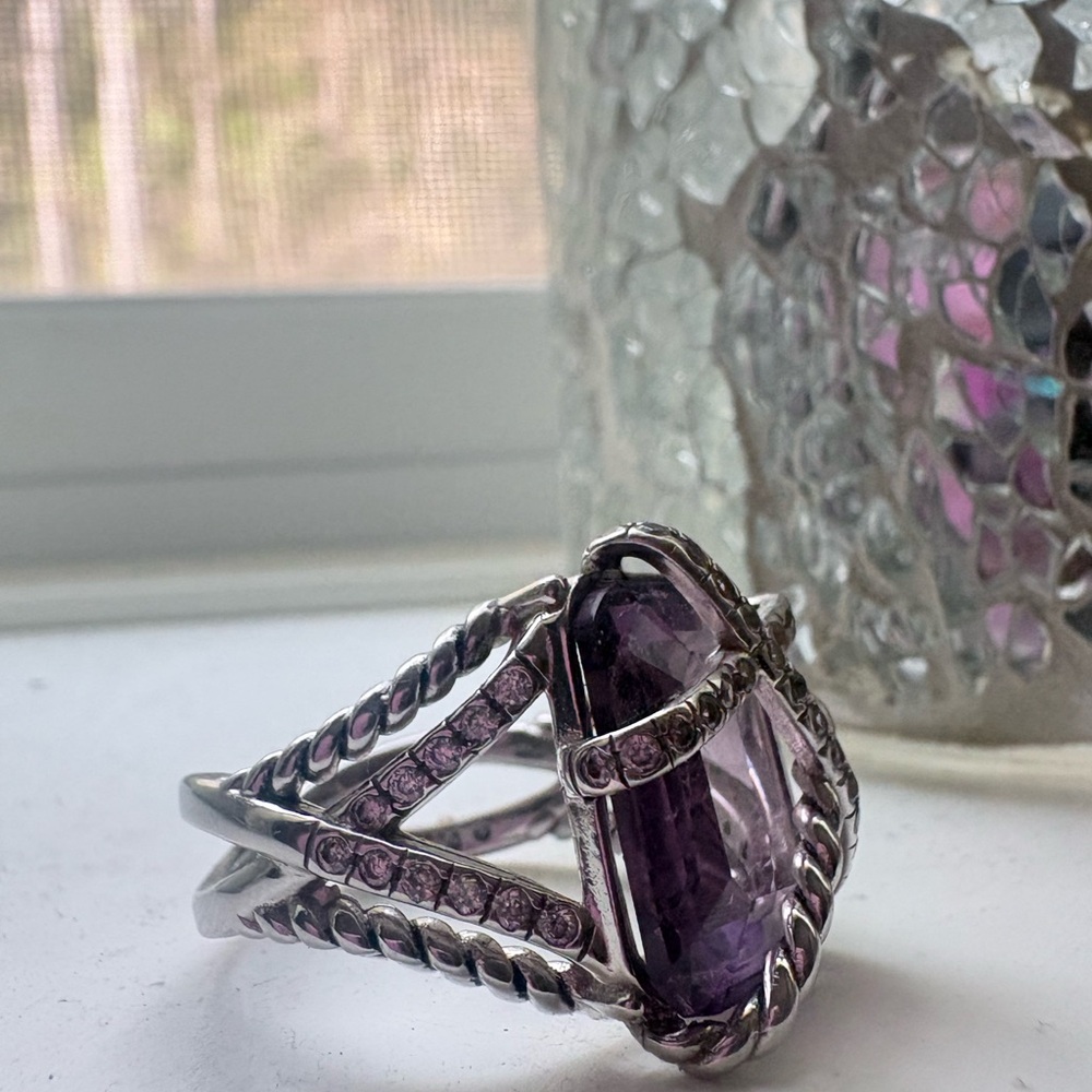 David Yurman Amethyst Crossover Ring - Picture 2 of 5